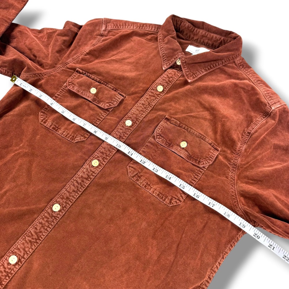 AG Adriano Goldschmied Mens Corduroy Button Down Shirt Rust Orange Size M - Picture 8 of 10